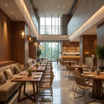 Modern Denver restaurant dining room with commercial furniture