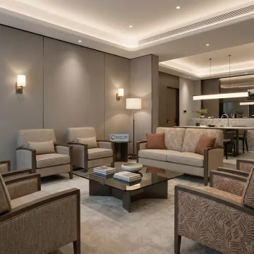 Comfortable, well-appointed senior living community lounge