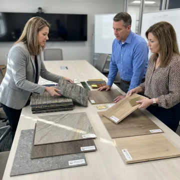 Commercial flooring material selection meeting