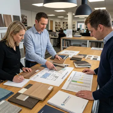 FF&E team reviewing campus furniture specifications