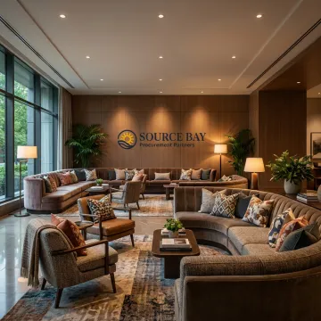 Custom upholstered lounge seating in a commercial interior