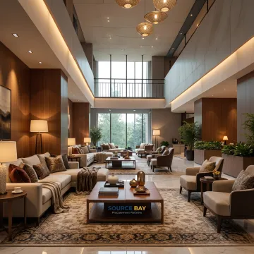 Commercial lounge furnished through FF&E procurement