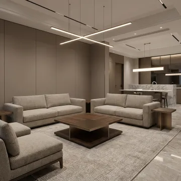 Refreshed commercial lounge with modern furnishings
