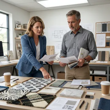 Procurement specialist reviewing commercial textile samples