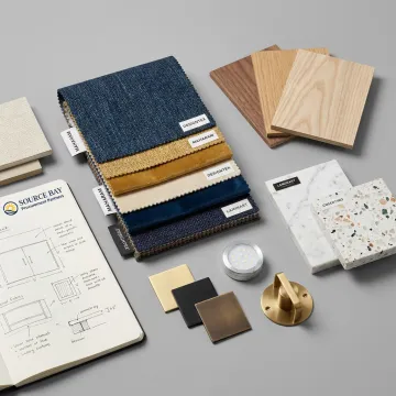 FF&E materials and furnishings selected for a commercial project