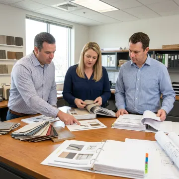 FF&E team reviewing furniture distribution plan