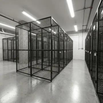 Tenant storage lockers installed in a New York apartment building basement