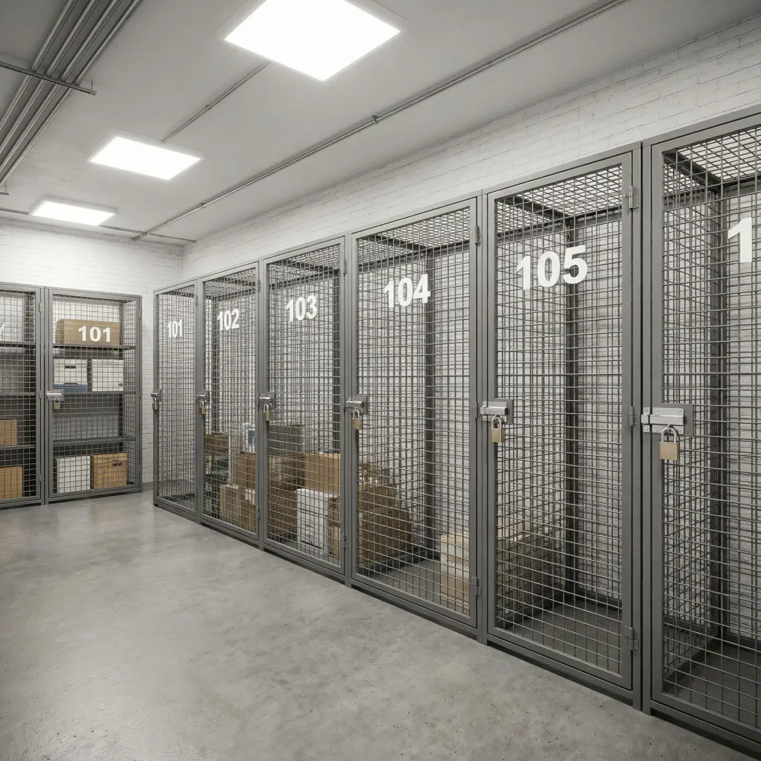 Custom wire mesh tenant storage lockers in a New York residential building