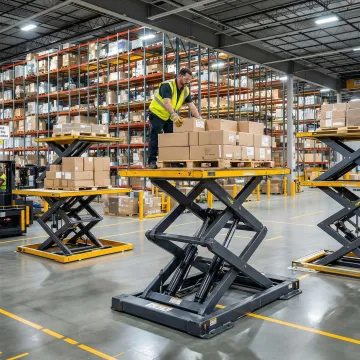 Hydraulic lift table in a Florida warehouse facility