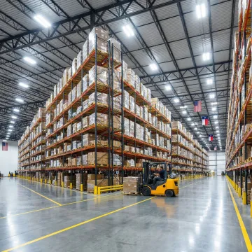 Industrial pallet rack systems installed in a large Texas warehouse facility