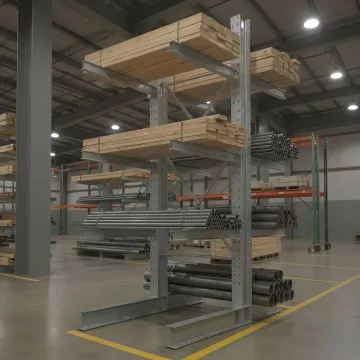 Professional cantilever rack installation in an industrial warehouse