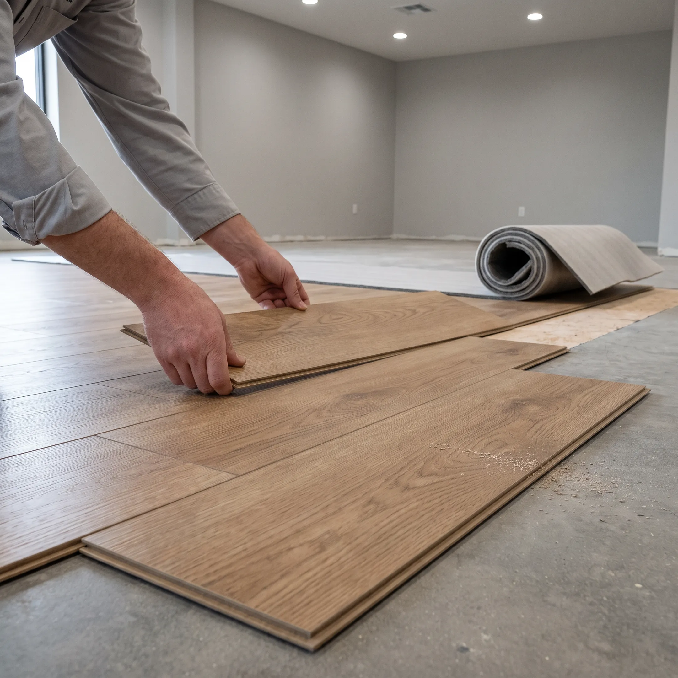 Commercial construction flooring installation