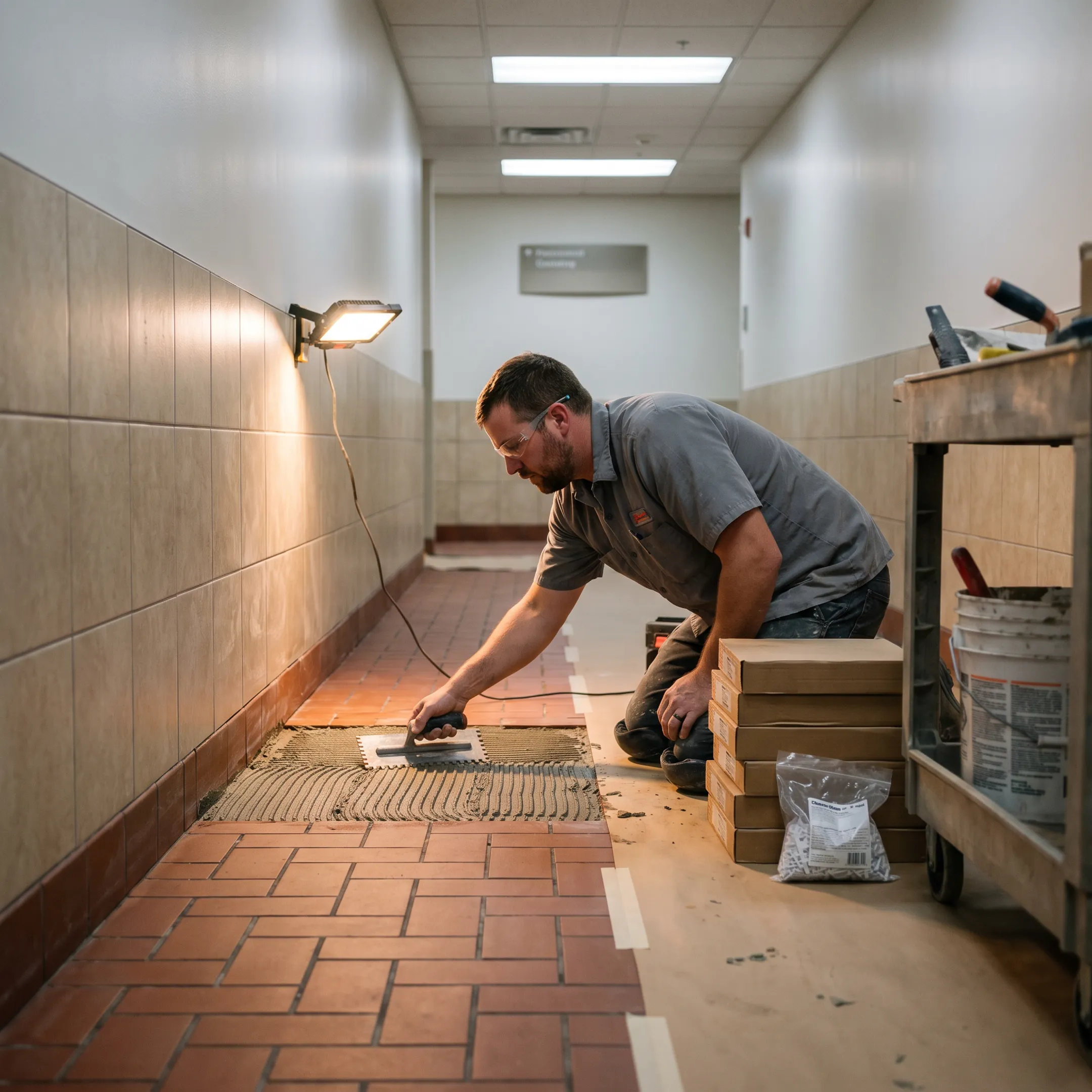 Institutional facility quarry tile application