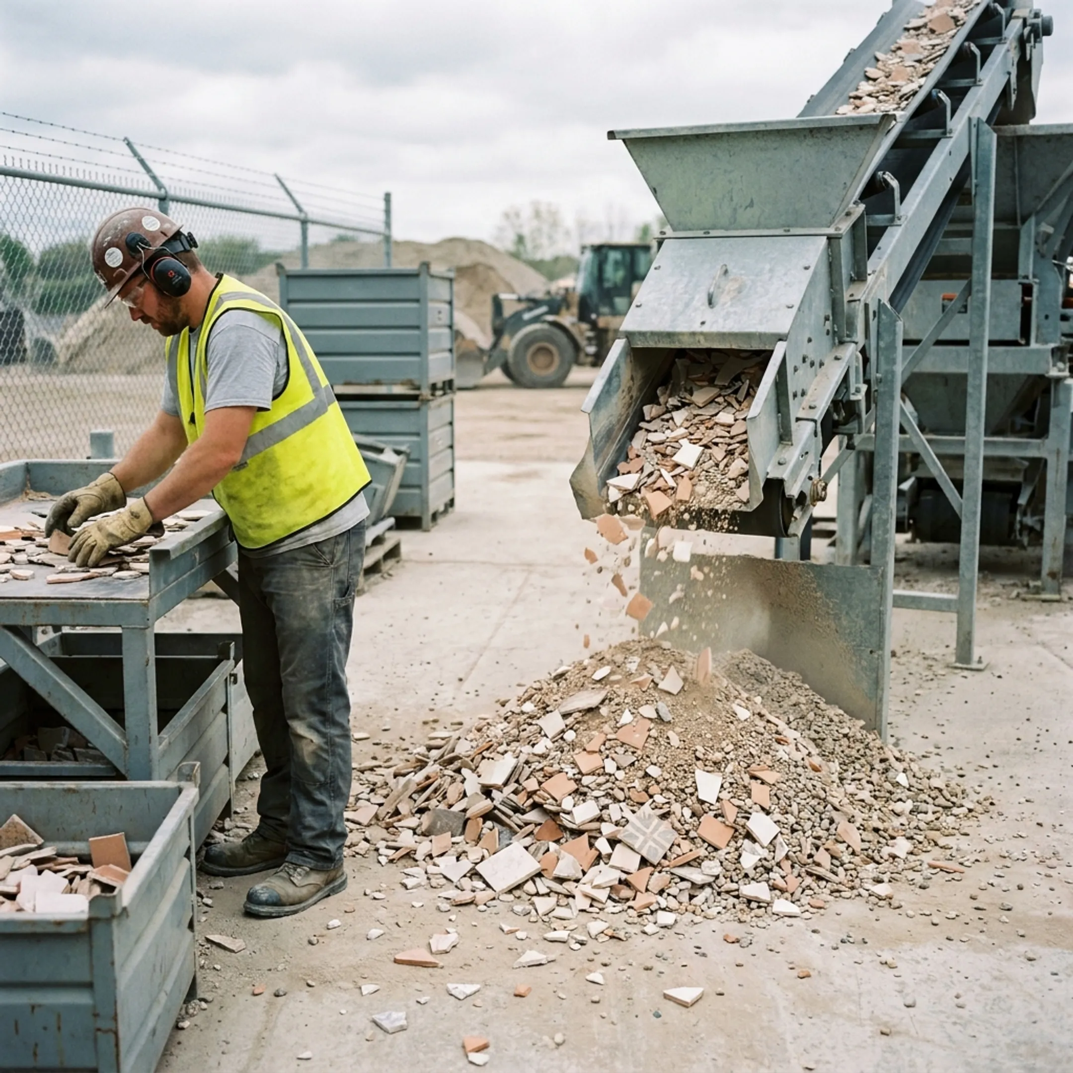 Ceramic tile material reuse