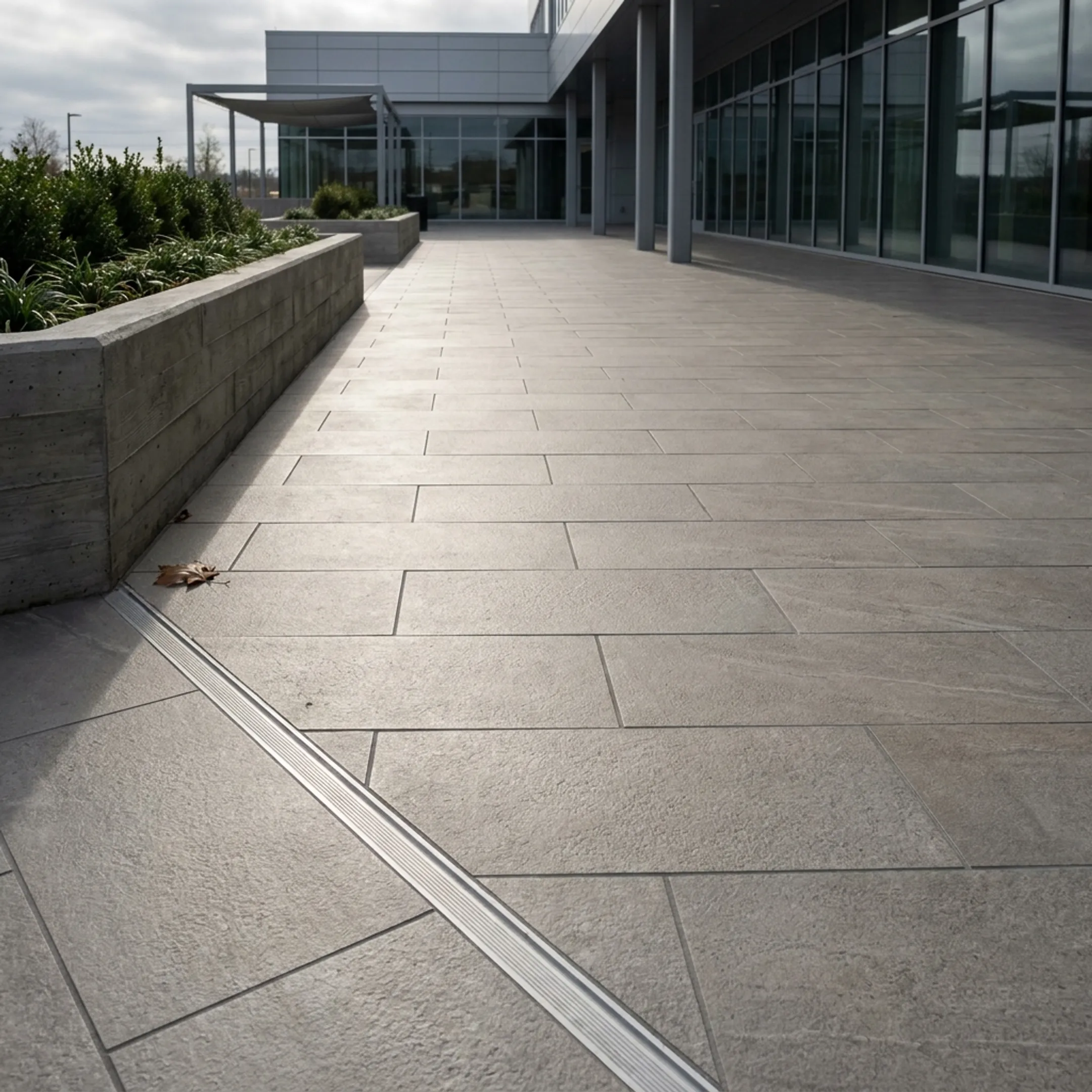 Exterior flooring with porcelain tile