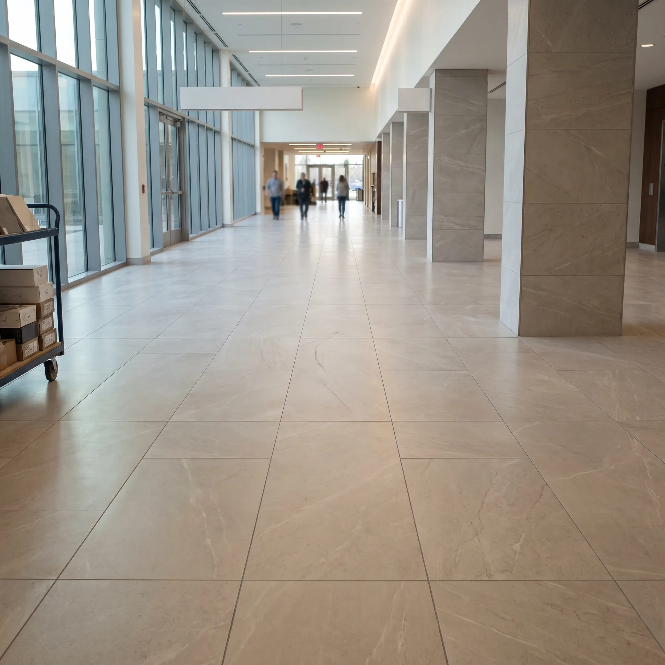 Intensive commercial porcelain tile application