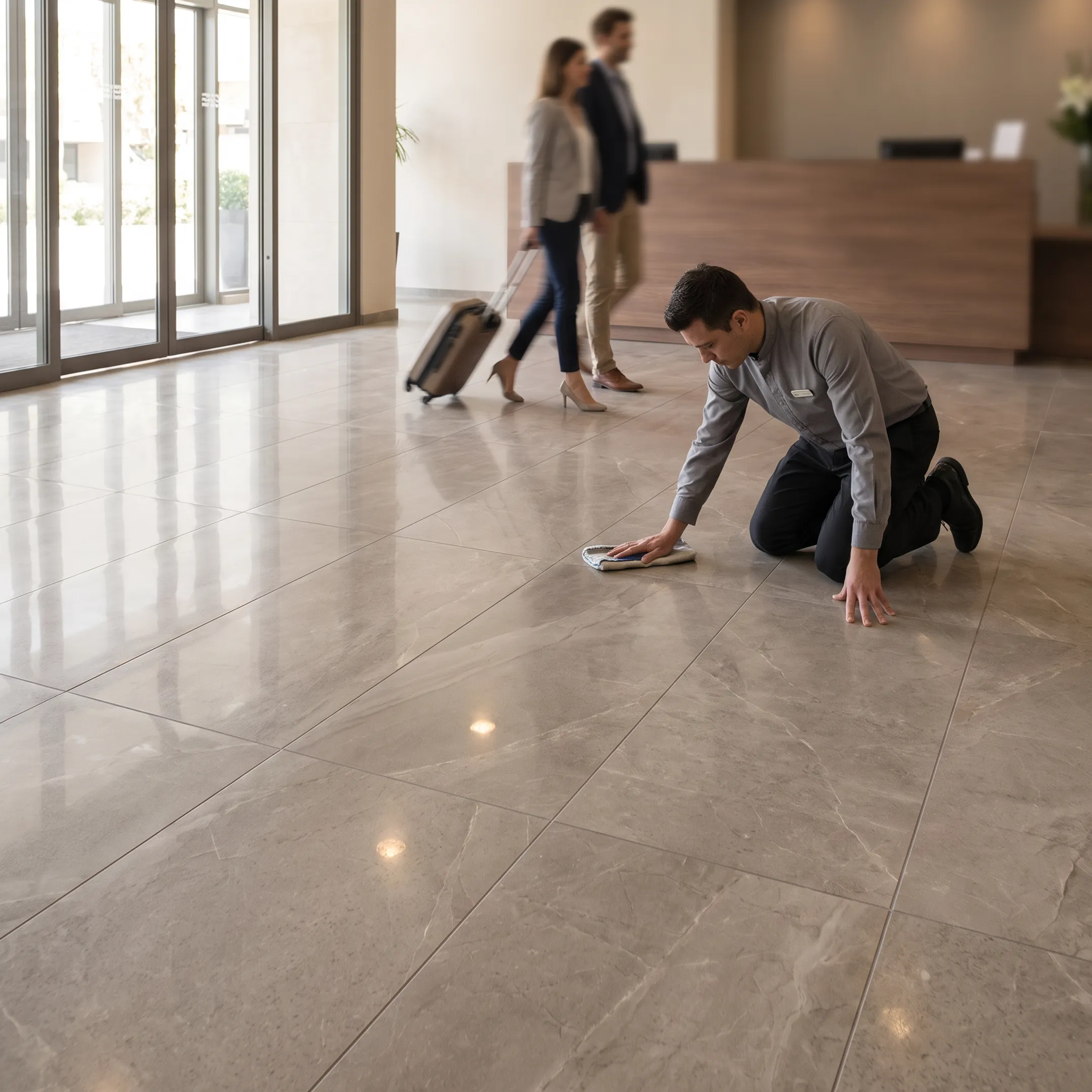 Hospitality porcelain floor tiles