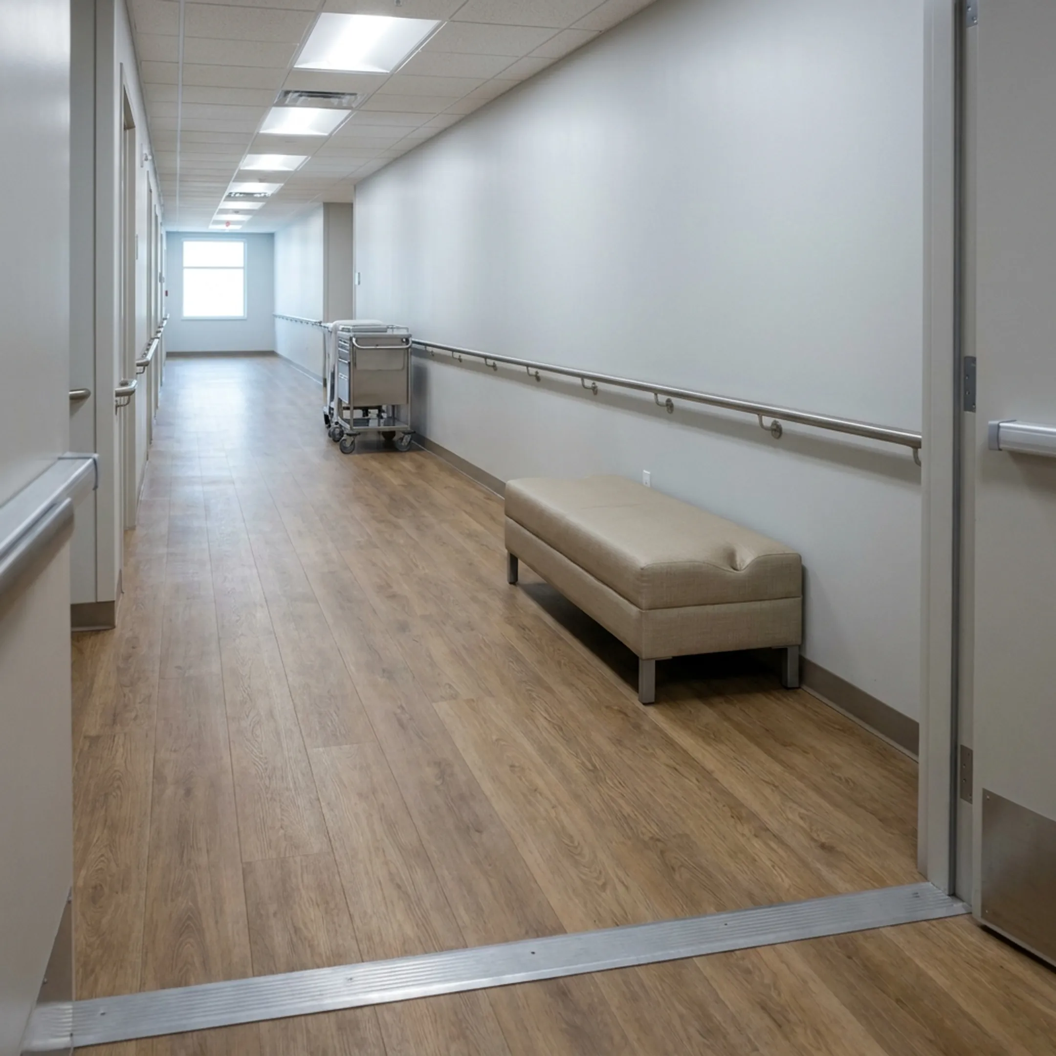 Healthcare environment with vinyl flooring
