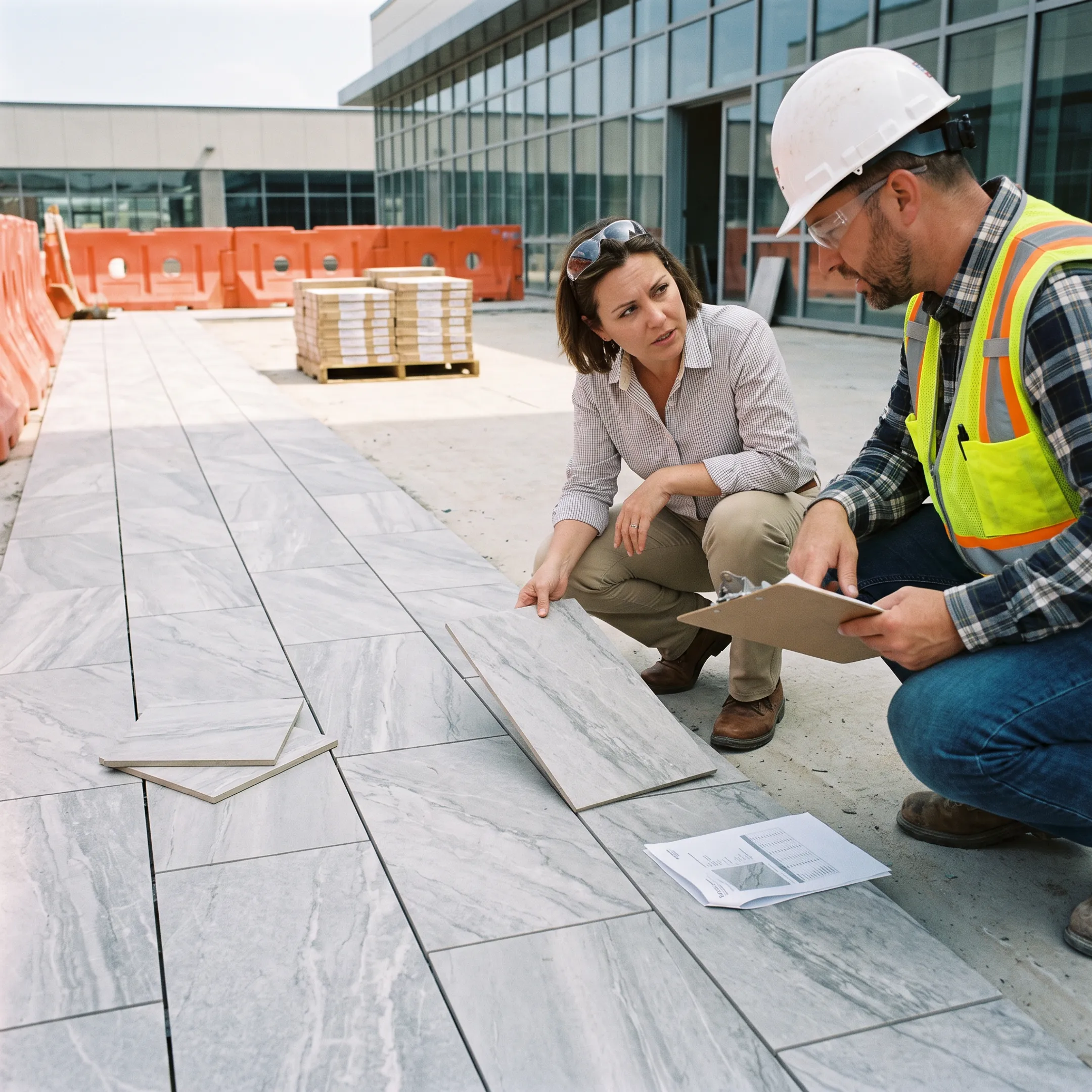 Commercial construction using outdoor porcelain tile