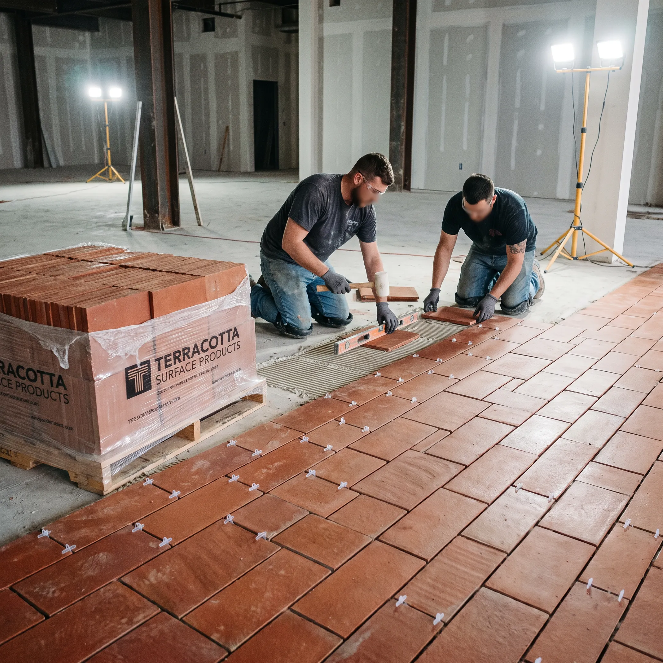 Commercial construction flooring installation