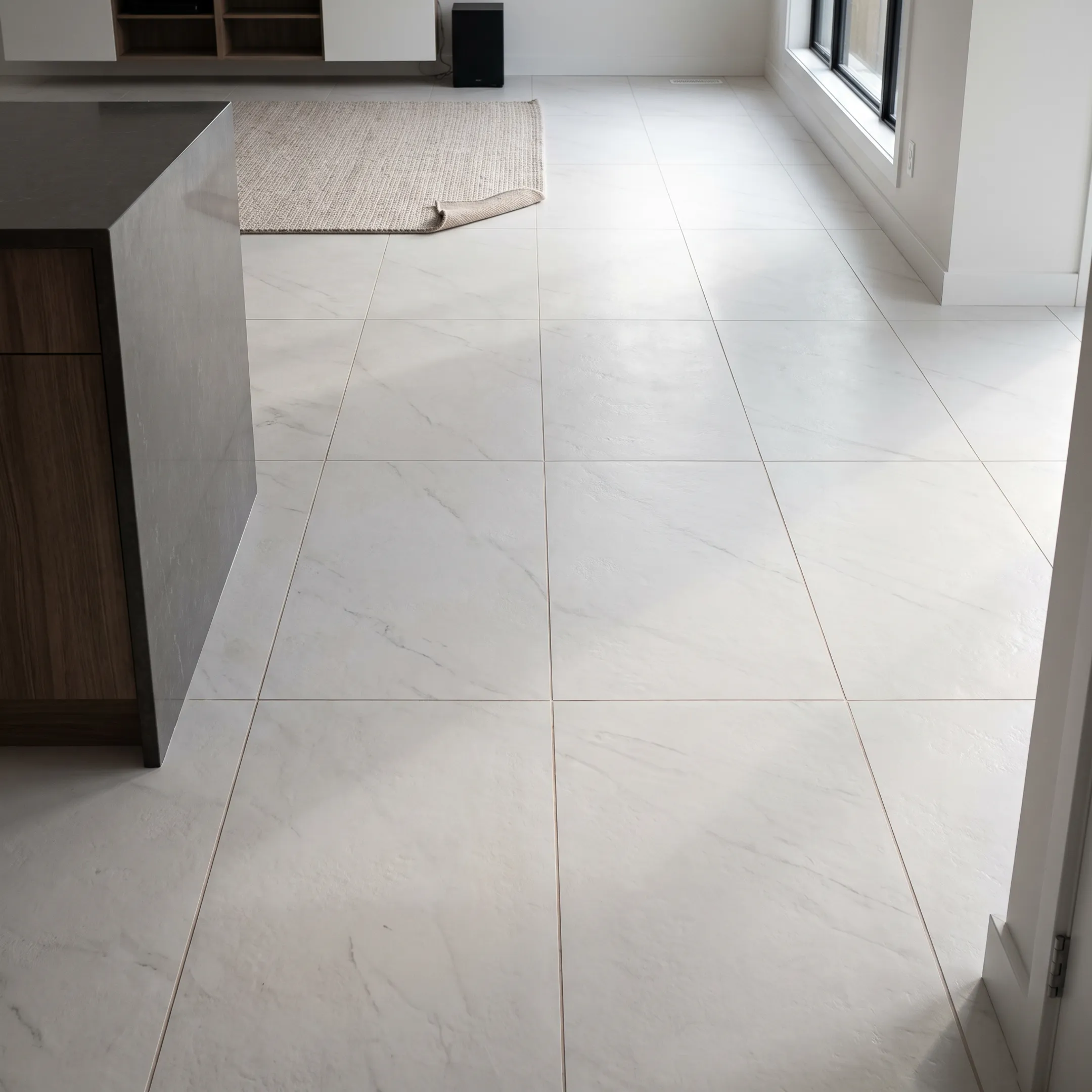 Residential porcelain tile flooring