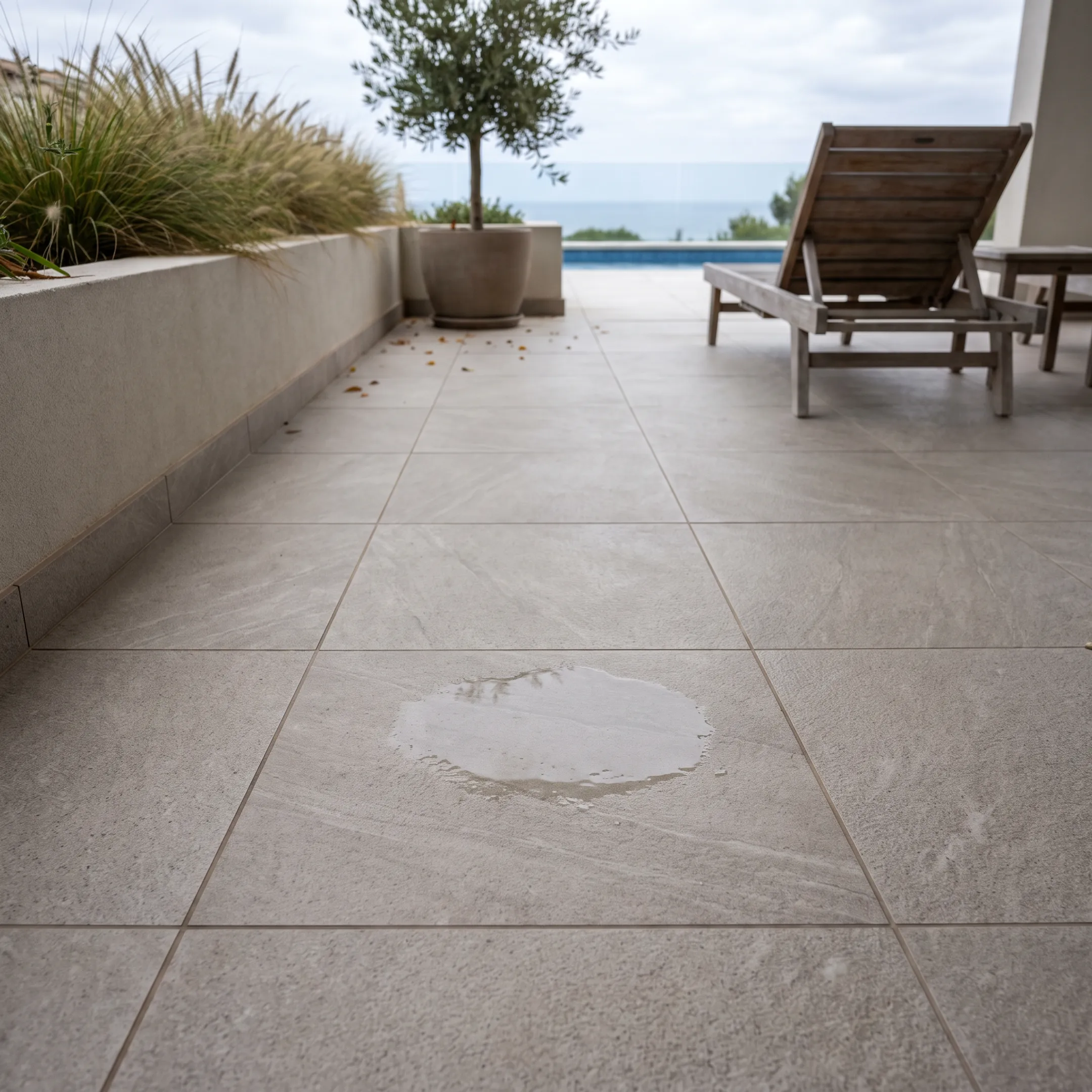 Exterior porcelain tile application