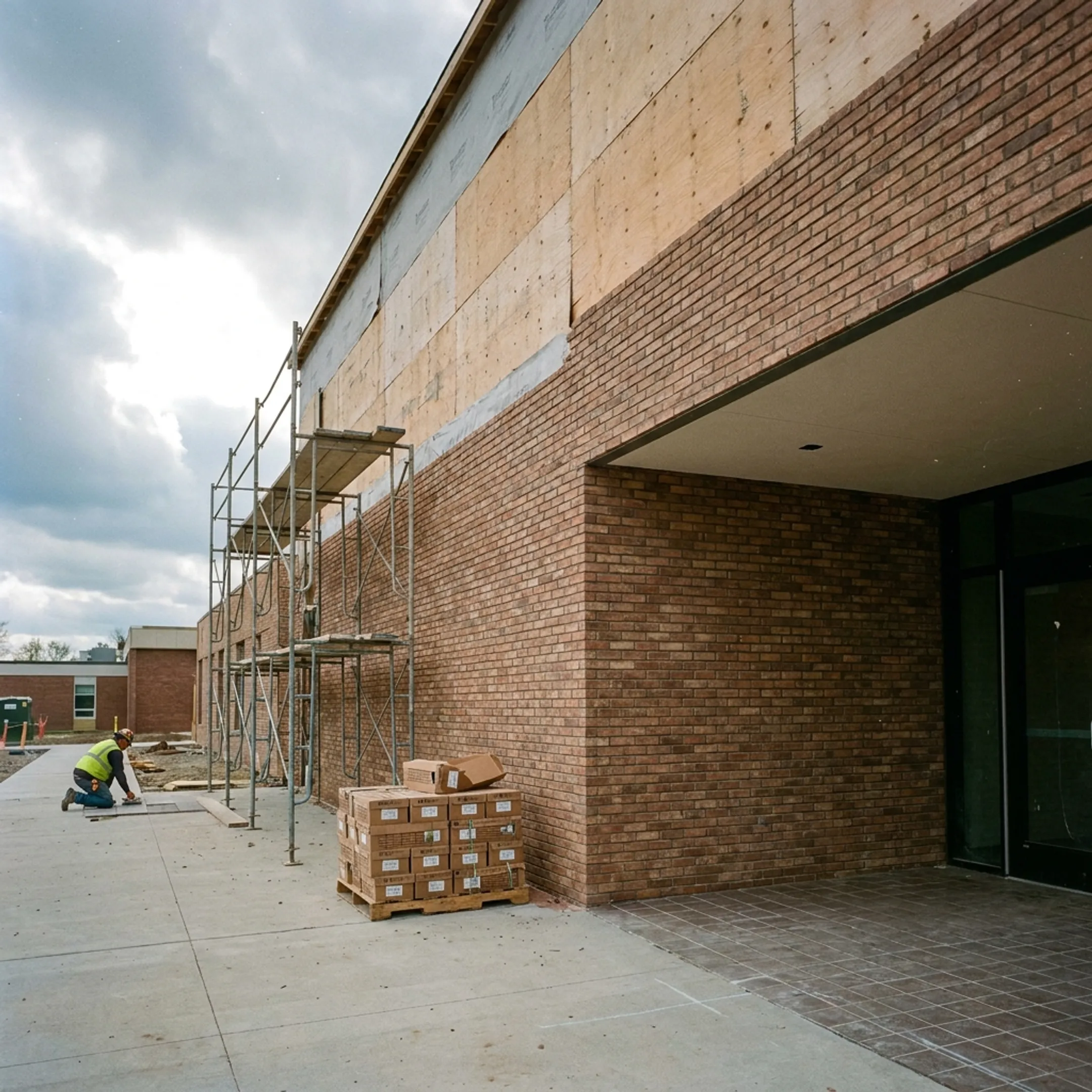 Institutional building wall cladding