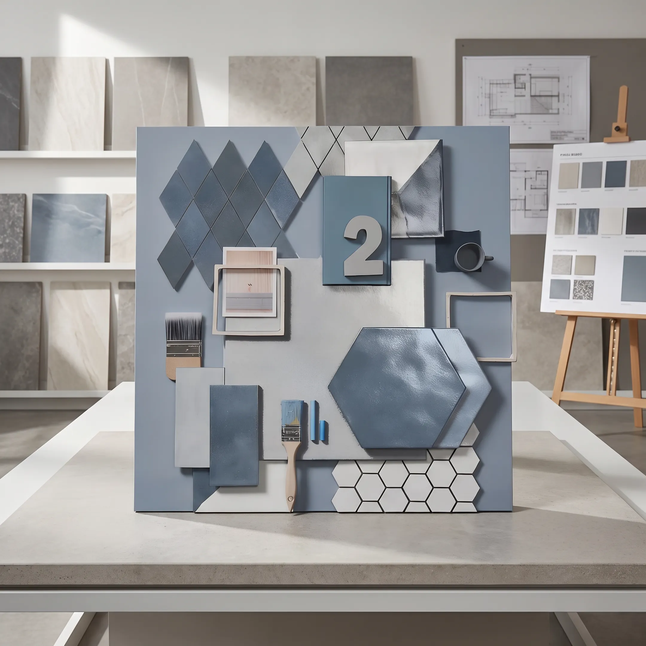 Tile samples displayed for architectural selection