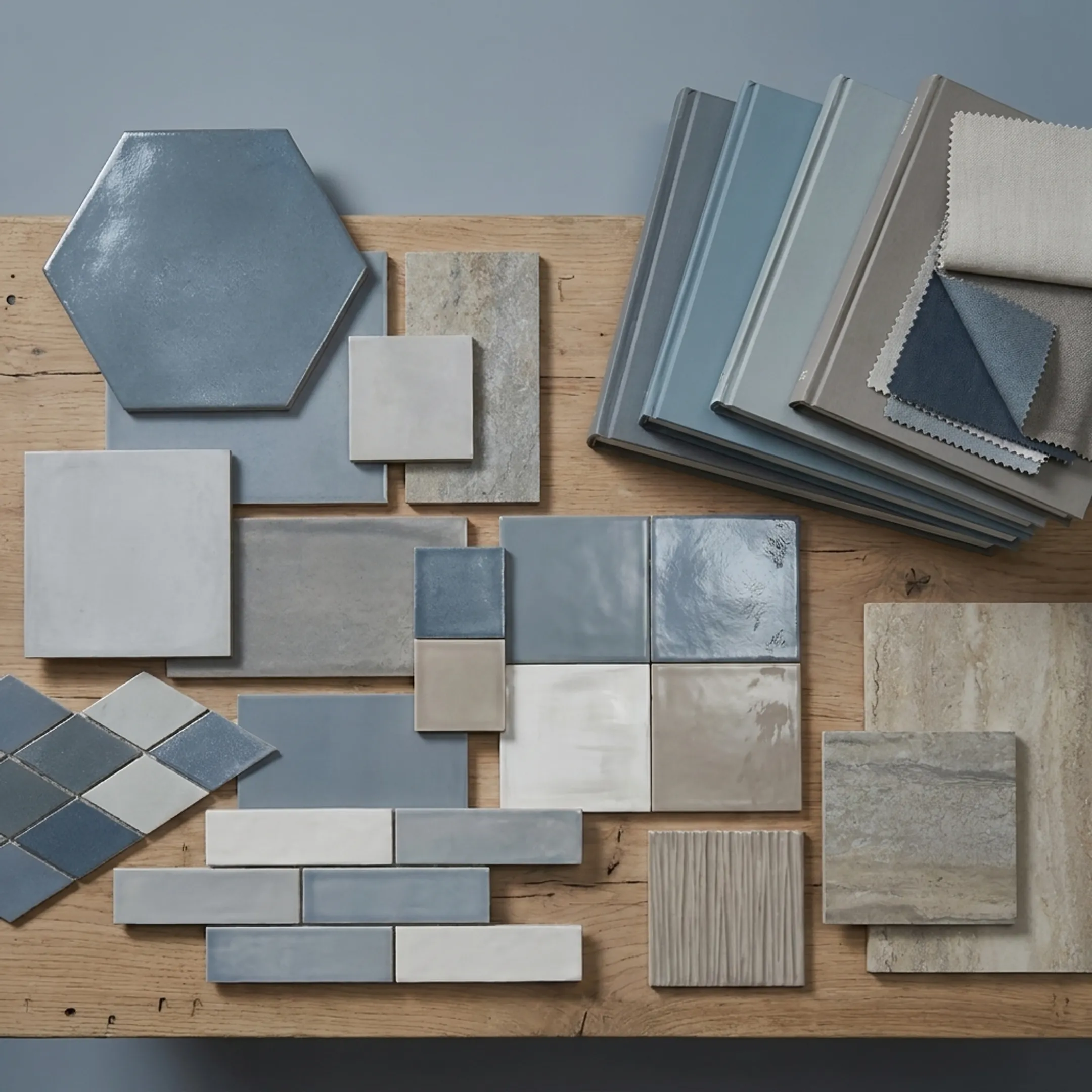 Tile samples arranged for project selection and design consultation