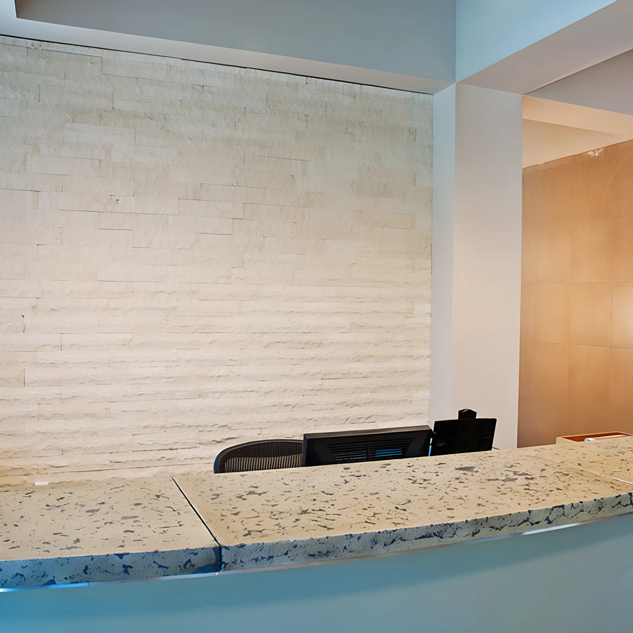 Commercial construction wall with white thin brick veneer