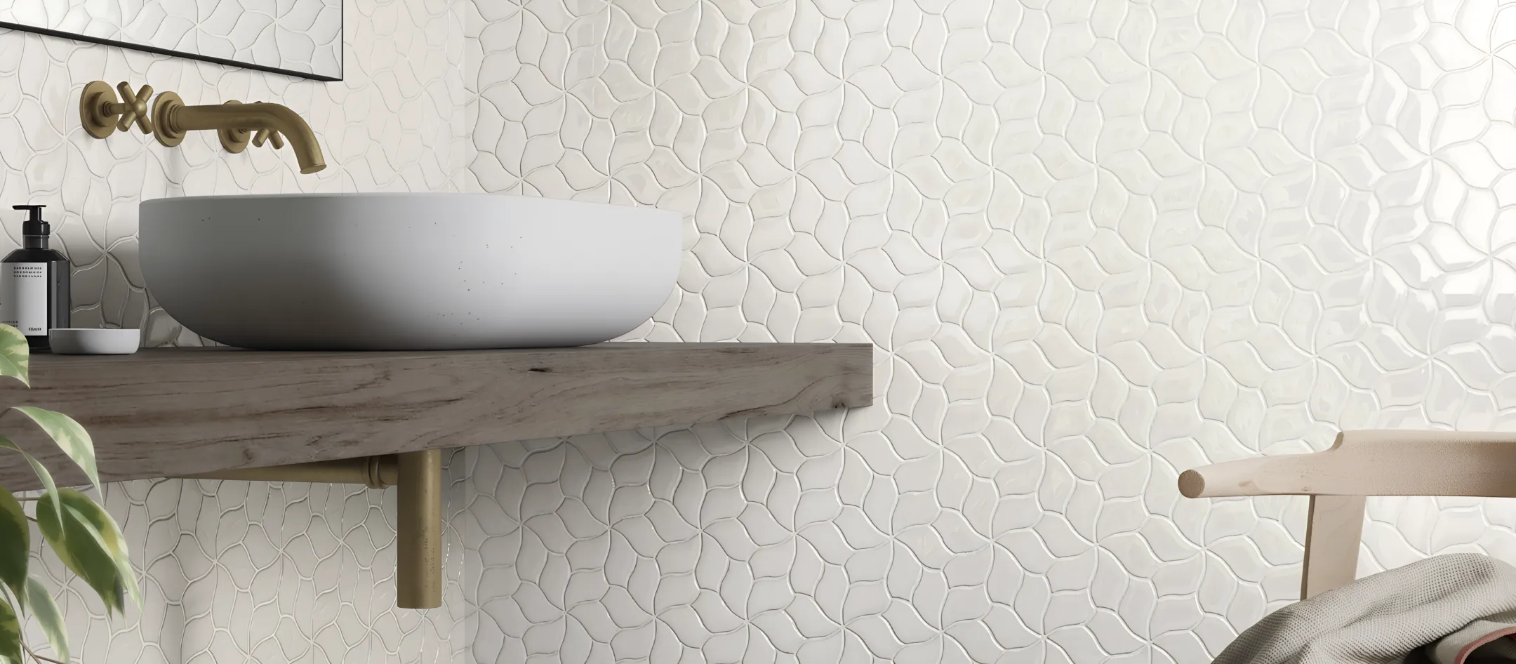 Residential textured ceramic tile application