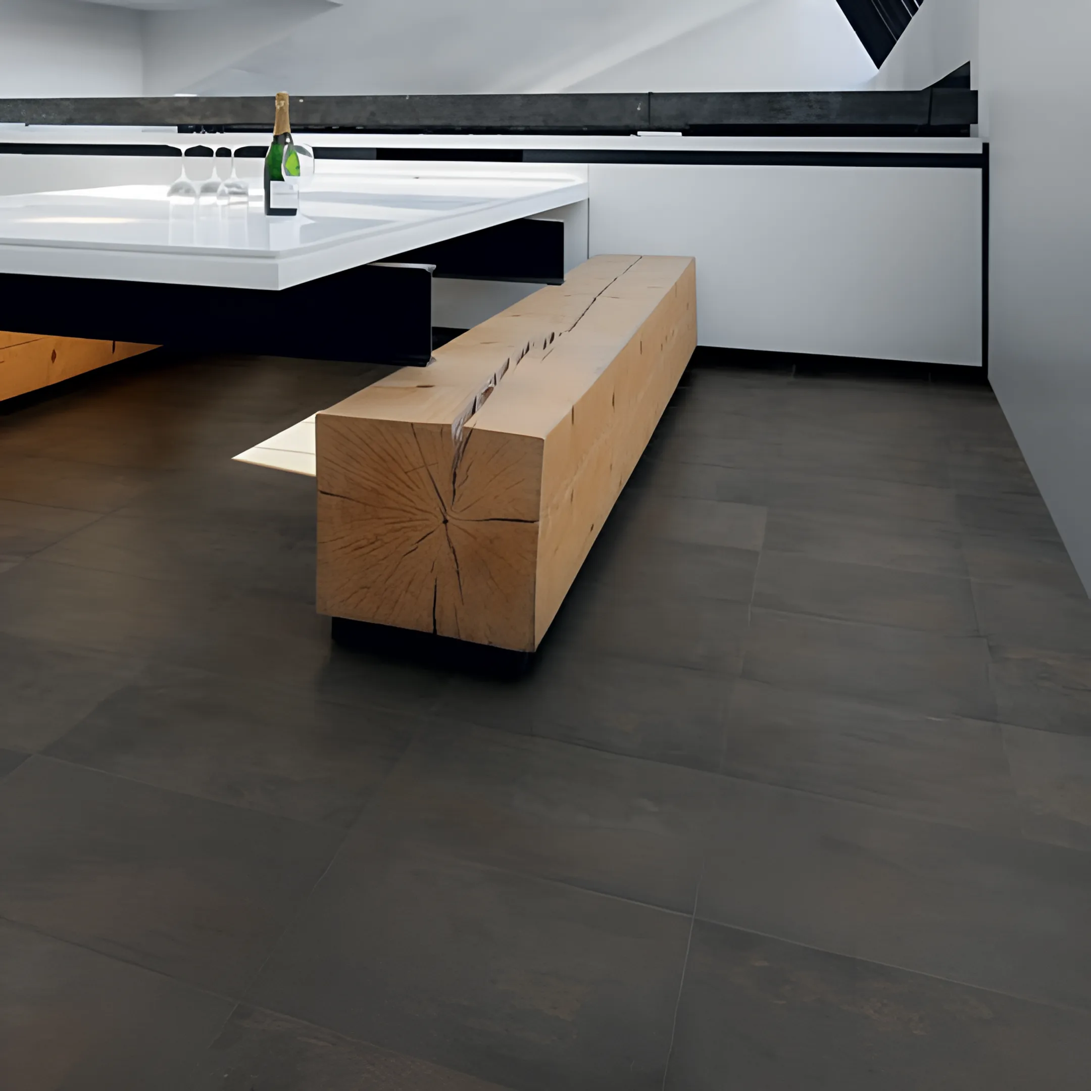 Exterior textured ceramic tile application