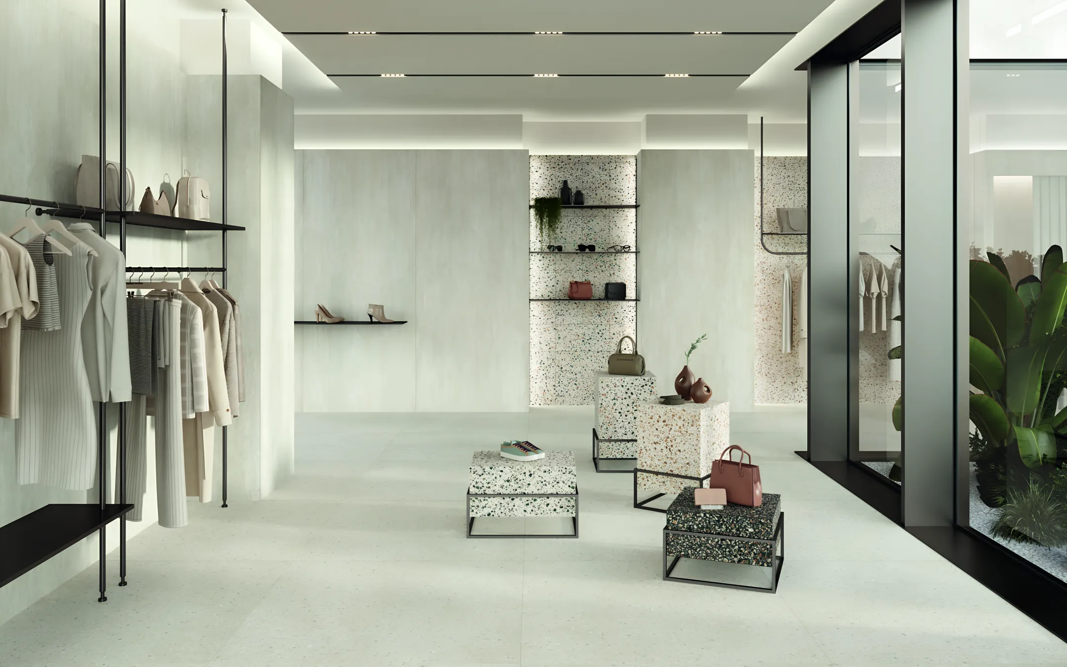 Intensive commercial porcelain tile flooring
