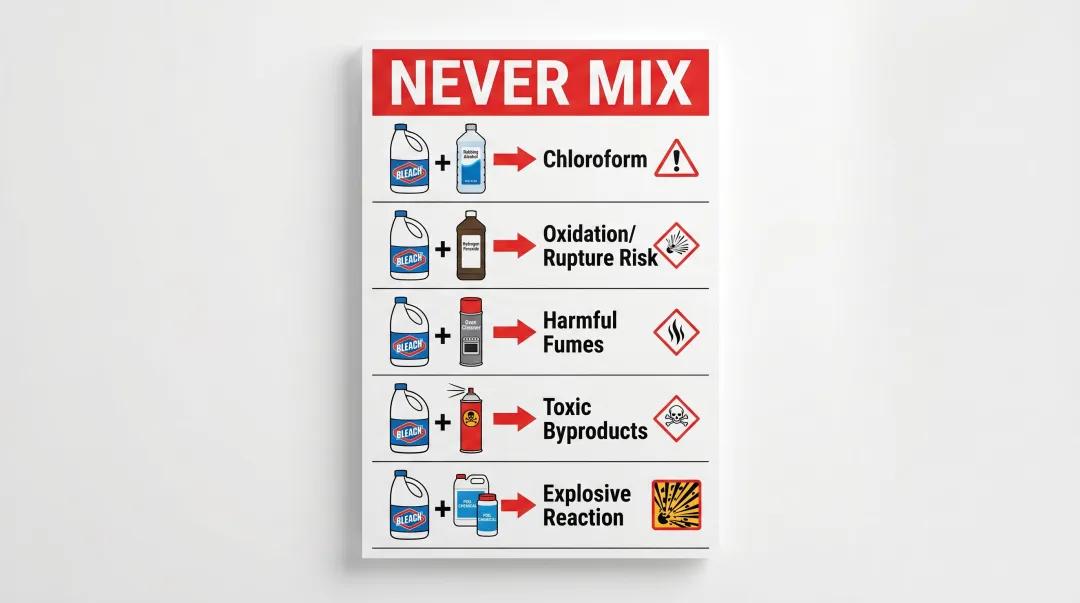 Five dangerous bleach chemical combinations and their toxic byproducts