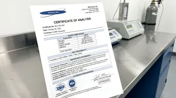 Specialty gas supplier evaluation criteria checklist table with traceability and accreditation standards
