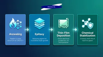 Four hydrogen applications in semiconductor manufacturing process infographic