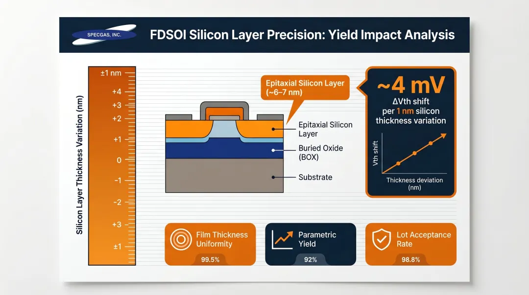 Epitaxial layer thickness variation versus threshold voltage shift in FDSOI devices