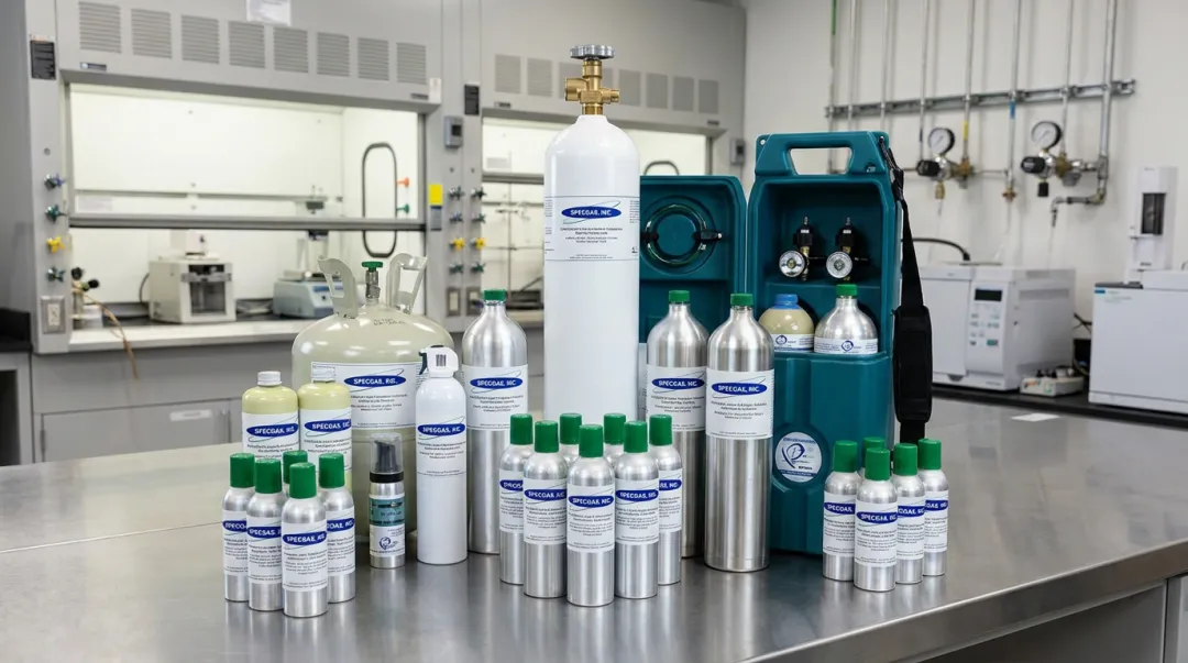 SpecGas specialty calibration gas cylinders including disposable and high-pressure refillable options