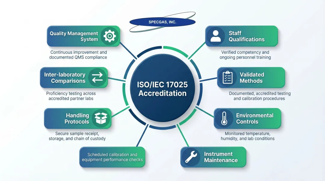 ISO/IEC 17025 laboratory accreditation full evaluation scope seven-component wheel diagram