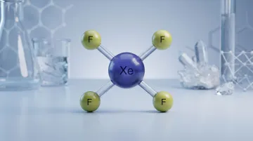 Xenon difluoride crystal structure molecular model scientific visualization