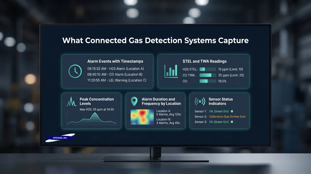 Gas detection system data outputs enabling pattern analysis maintenance decisions and emergency response