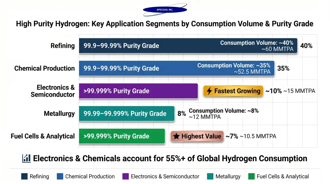 High purity hydrogen application segments by industry share and purity grade requirements