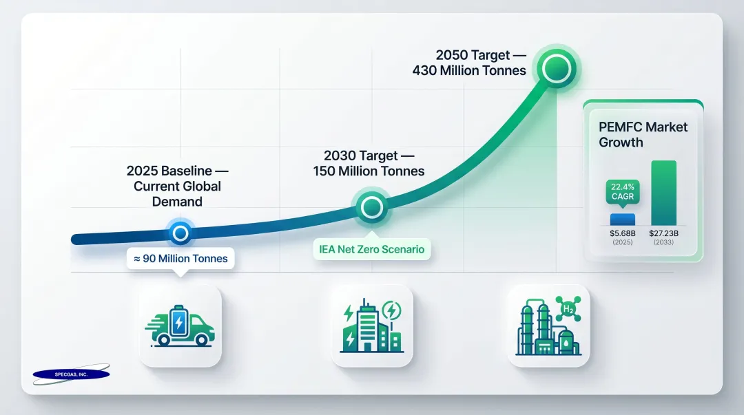 Global hydrogen demand growth forecast from 2025 to 2050 clean energy transition timeline