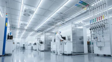 Semiconductor fabrication cleanroom with specialty gas delivery systems and wafer processing equipment