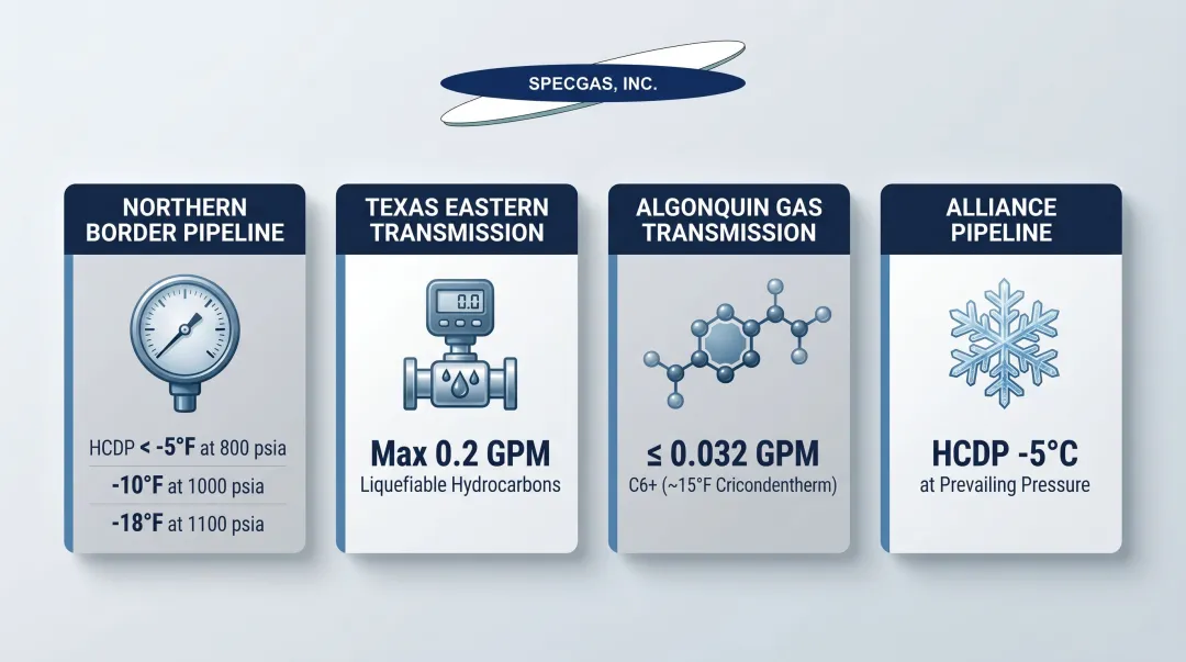 Pipeline HCDP tariff specification comparison across four major operators