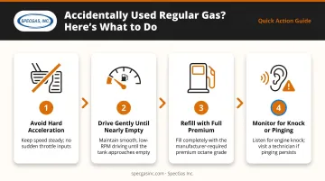 4-step action guide for driving safely after mixing regular gas in premium required vehicle