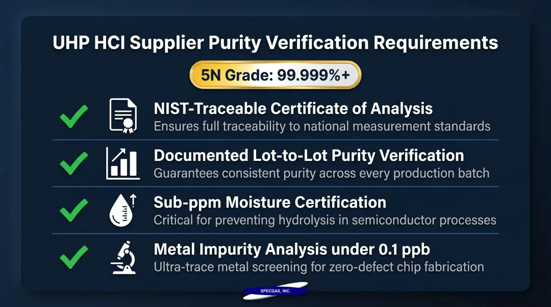 UHP HCl supplier purity verification checklist four requirements for semiconductor buyers