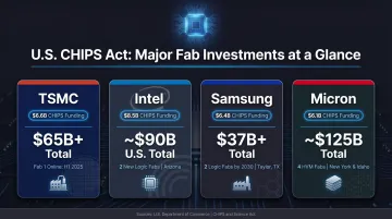 U.S. CHIPS Act semiconductor fab investments four major companies comparison infographic