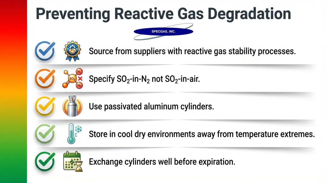 Reactive gas SO2 HCl degradation prevention checklist five best practice steps