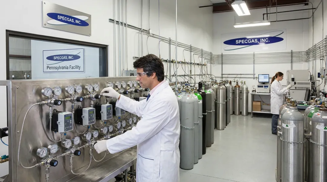 SpecGas Pennsylvania facility blending reactive calibration gas cylinders in-house